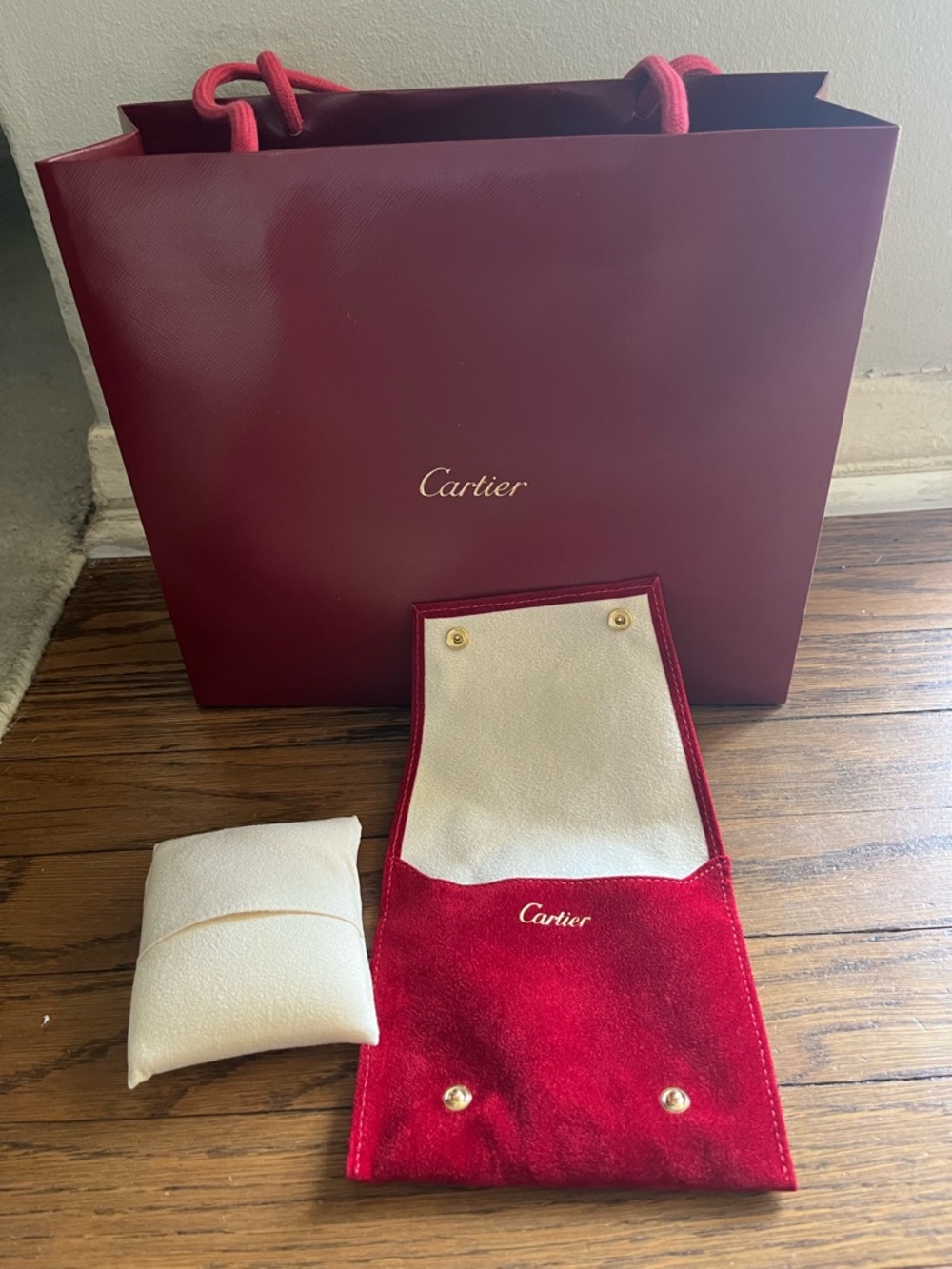 New Cartier Felt Travel Pouch w Pillow and Bag